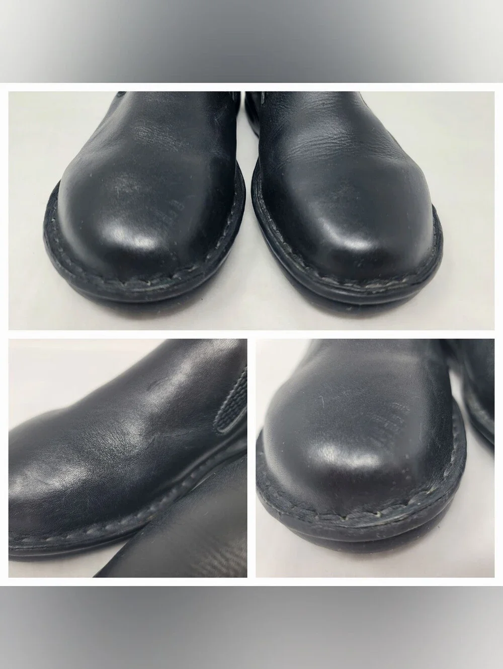 Born Womens Black Leather Slip On Cushioned Flats Walking Loafers Shoes Clean 7